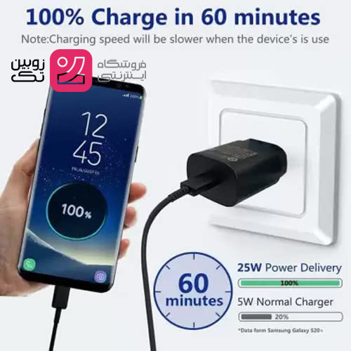 شارژر 25w PD SUPER FAST برند samsung مشکی